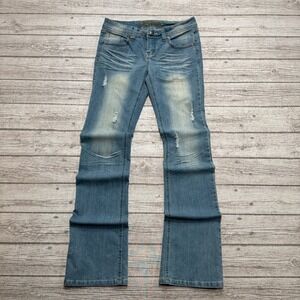 Y2K Bongo Tokyo Jeans Womens 7 Blue Denim Light Wash Flare Leg Slim Fit Low Rise